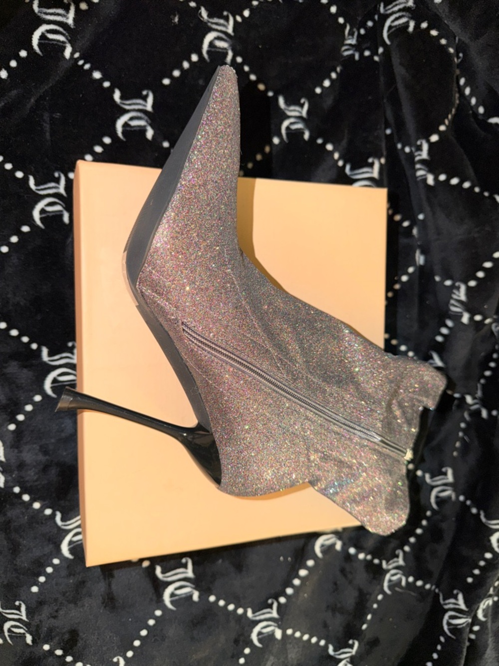 Brand new Simmi London Sparkle Pointed Toe Stiletto Ankle Boots - Pink Glitter